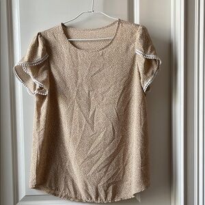 Tan Short Sleeve Blouse